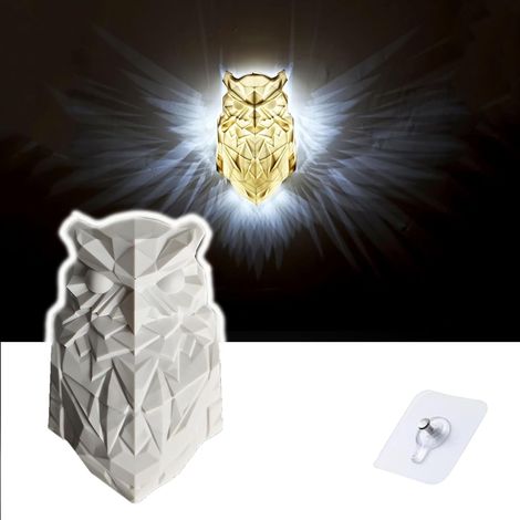 3D-Eulen-Wandleuchte – 3D-LED-Wandlampe – Wanddekoration – Tierfigur aus Kunstharz – Batteriebetriebenes Nachtlicht – Für Garten, Schlafzimmer, Büro, Treppenhaus, Flur