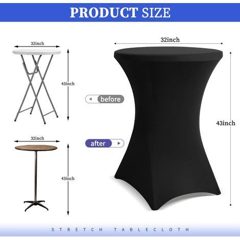 Set di 3 tovaglie alte da bistrot Ø 80-85 cm, tovaglia rotonda nera da cocktail, tovaglia elasticizzata in spandex per tavolo da cocktail per banchetti nuziali (nero) (1/4)