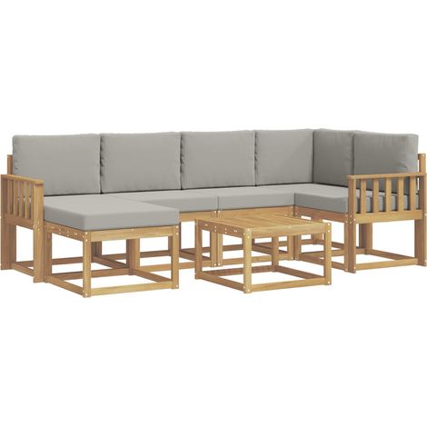 Conjunto de sofás de exterior 7 pcs Blanco y Gris Claro vidaXL (1/5)