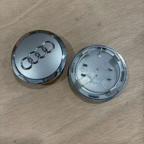 Lot de 4 Cache-Moyeux de Roue 69 mm pour Audi A3 A4L A6L Q2L Q3 Q5L, Emblème Central de Jante Accessoire Décoratif, Capuchon de Moyeu Auto 4 Pièces Gris