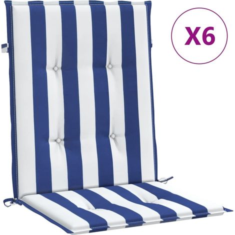 Coussins de chaise à dossier bas lot de 6,Coussins d'extérieur rayures bleu et blanc CFW954279 (1/5)
