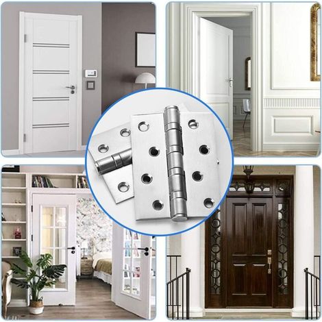 Charnière porte lourde en acier inoxydable 304 – 2 pièces – 4 pouces d'épaisseur – Angle de rotation 315° – Installation facile avec 16 vis (1/4)