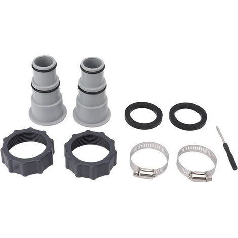 2 Adaptateurs Tuyau Piscine avec Collier – Pompes Connexion Filetée pour Intex Fit ARU (1/5)