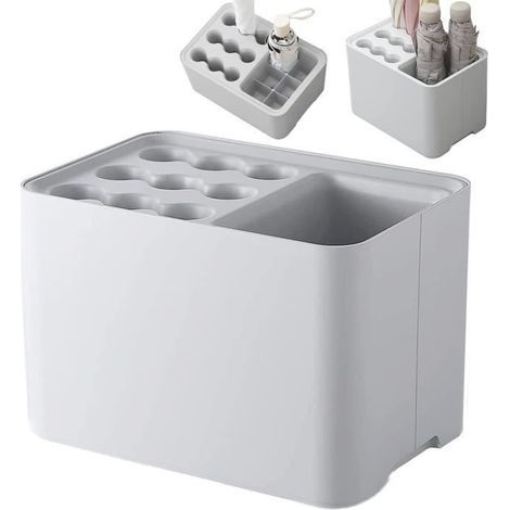 High-capacity non-slip umbrella stand with removable drip tray and modern design. (1/4)