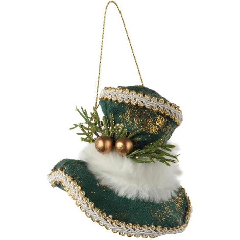 Decorazione natalizia: ciondolo a forma di cappello di velluto verde, 9 cm. (1/2)