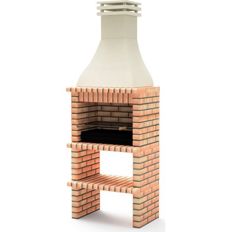 MOVELAR - Barbacoa de Obra Prefabricada para Leña y Carbón Modelo KHIVA PLUS con Parrilla (Naranja/Beige - 86,5 x 58 x 246 cm) REF: M01021 - Uso en Exteriores (1/3)