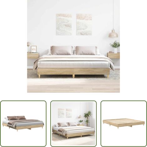 vidaXL Estructura de cama sin colchón roble Sonoma 200x200 cm (1/5)