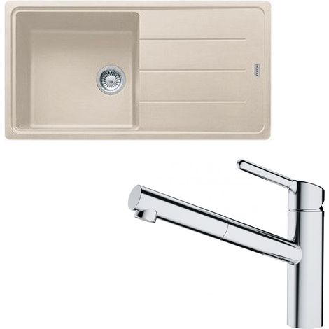 Pack évier XL Antea Fragranit café crème 970 x 500 x 200 mm + mitigeur Orbit douchette - Franke