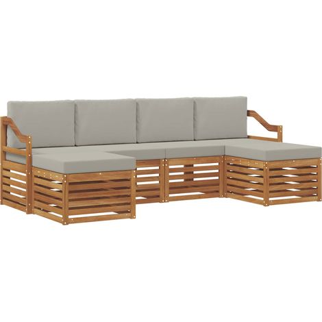 Outdoor-Sofagarnitur 6 stk. Natürlich und Hellgrau vidaXL (1/5)