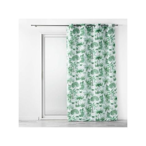 Voilage a oeillets 140 x 240 cm voile sablé imprimé Amazonia Vert (1/3)