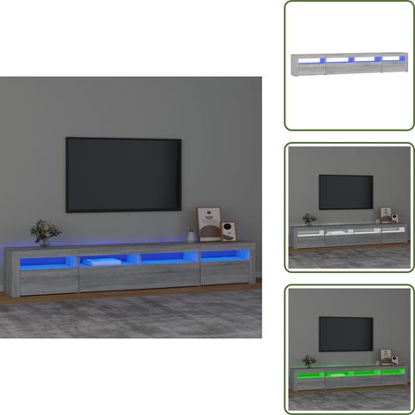 Meuble TV avec lumières LED Sonoma gris 240x35x40 cm - Meubles Tv - Meuble Tv - Télévision - Luminaire Led - Éclairage Rgb (1/5)