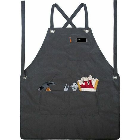 Tablier d'atelier de menuiserie avec plusieurs poches à outils - Tablier de soudage en toile résistante au feu avec boucle à dégagement rapide, réglable M à XXXL pour homme et femme (1/5)