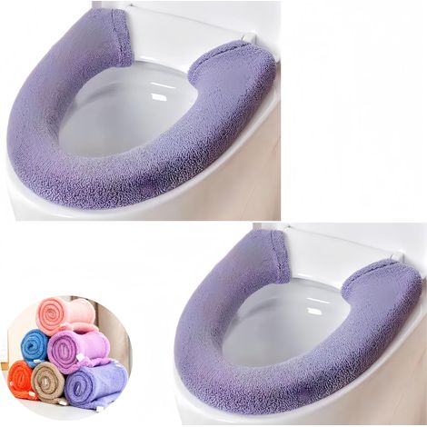 2 housses de siège de toilette plus épaisses, souples, élastiques, douces et épaisses (1/5)