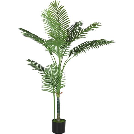 Plante artificielle intérieure 150 cm, palmier arbre artificiel avec pot en plastique et flocage, vert