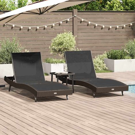 Sonnenliege 3 pcs Braun 197 x 70 x 82 cm Poly-Rattan