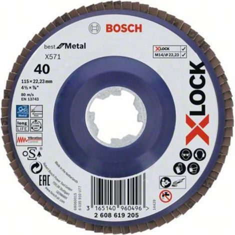 Disco abrasivo X-LOCK Laminillas X571 B.Metal:115mm r.plás.G40 BOSCH 2608619205