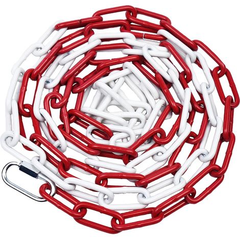 Chaîne Rouge et Blanche en Metal - chaine signalisation 10 Mètres pour Sécurité, Stationnement et Contrôle des Foules (1/5)