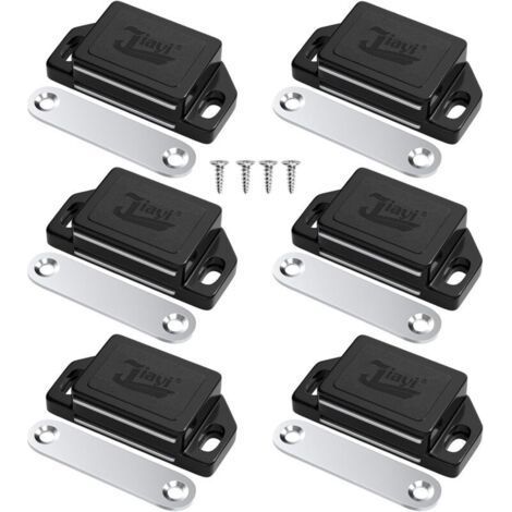 Set of 6 Cupboard Door Magnet Plastic Door Magnet for Furniture, Powerful Door Latch Magnet Magnetic Latches Magnet Door Closer for Drawers, Black (1/5)
