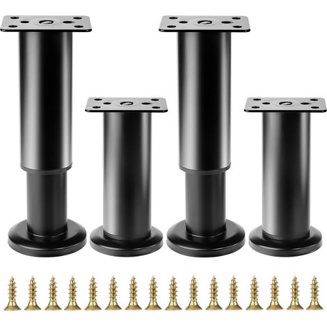 4 Pcs Pied de Meuble Reglable 12-18 cm, Pied Meuble Reglable, Pieds de Table de Nivellement pour Meubles, Pieds de Meubles Réglables en Hauteur Noirs pour Chaises Lit Canapé Placard Armoires (1/5)