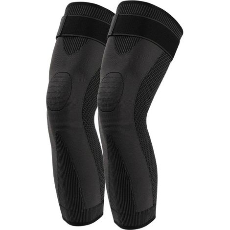 2 Manches de compression longues, genouillère nylon respirant, soutien articulaire, pour basketball, football, récupération (1/5)
