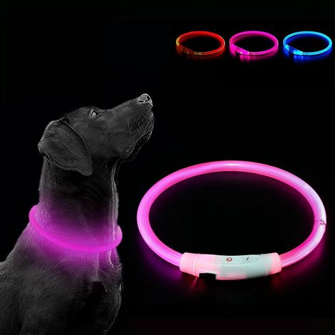 Collier Lumineux Chien,Collier LED pour Chien Rechargeable USB,Collier Chien Lumineux Rechargeable avec 3 Modes D'éclairage,Collier pour Chiens de sécurité pour Petits, Moyens et Grands Chiens (1/5)