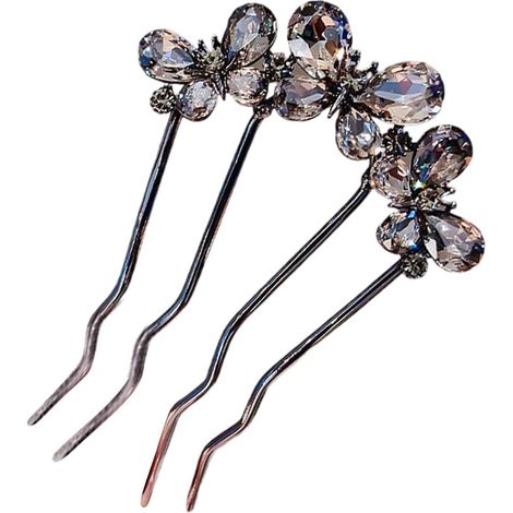 Fermaglio per capelli French Twist - Fermaglio per capelli a forma di U con cristalli e (1/5)