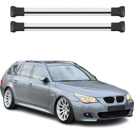 OMAC Aluminium Dachträger Querträger für BMW 5er E61 Touring 2004-2010 – Max. 75 kg – 2 Stangen Silber (1/5)
