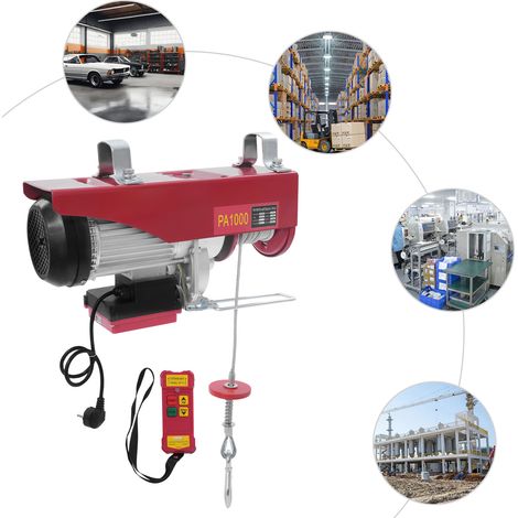 Palan éLectrique 220v,Treuil Electrique 1800w Avec Deux Bagues-Support- TéLéCommande Sans Fil 1000kg - Hauteur De Levage:12 M Vitesse De Levage De 10 M/Min,Pour Garages EntrepôTs Usines (1/5)