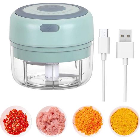 Mini Hachoir Electrique,260ML Petit Hacher,3.7V Mixeur Portable Mini Blenders Avec 3 Lames MéLangeur,Usb Rechargeable,Pour Noix Oignons Fruits Carotte Viande Aliments Pour Bébés