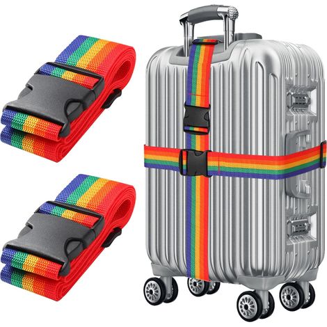 Sangles de Bagage Réglables Avec Boucle Ceinture Elastique - Croisée Voyage Lanière pour Valise - Attache pour Fermeture Sécurisée - 2 Pièces