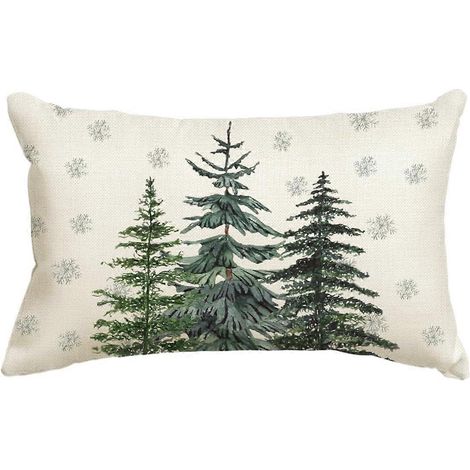 Lot de 2 housses de coussin Camion de Noël - Motif flocons de neige - 30 x 50 cm - Décoration hivernale pour canapé et salon (1/5)