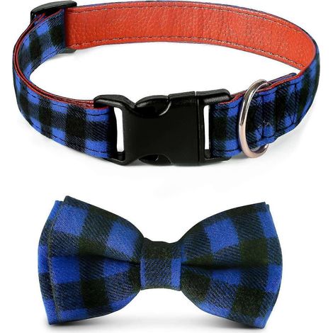 Hundehalsband mit Fliege, kariertes Hundehalsband, Weihnachtshalsband mit Fliege für Hunde und Katzen, verstellbare, weiche Haustierfliege für Hunde und Katzen, bestes Geschenk, bequemer und einzigart