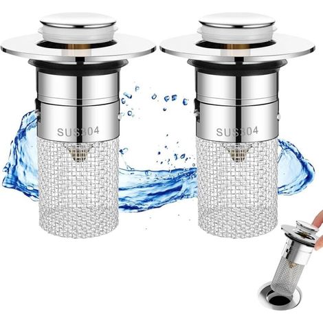 Filtre de vidange de sol en acier inoxydable, collecteur de cheveux pour évier de salle de bain avec panier filtrant amovible en acier inoxydable, filtre de vidange escamotable pour évier isolant les (1/5)