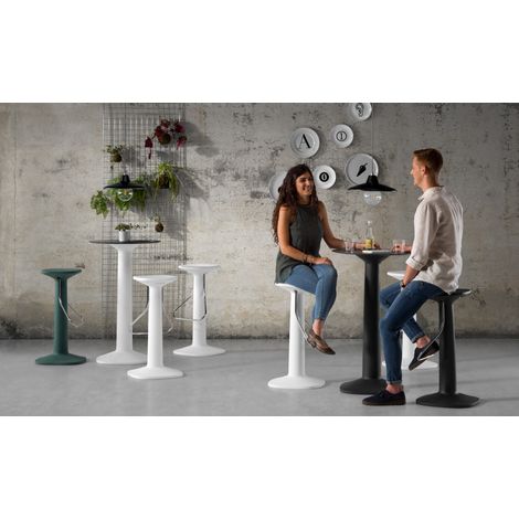 Tool Stool No - Verde salvia seduta sedia alta sgabello per interno esterno in polietilene Plust bar ristorante hotel albergo giardino terrazza casa