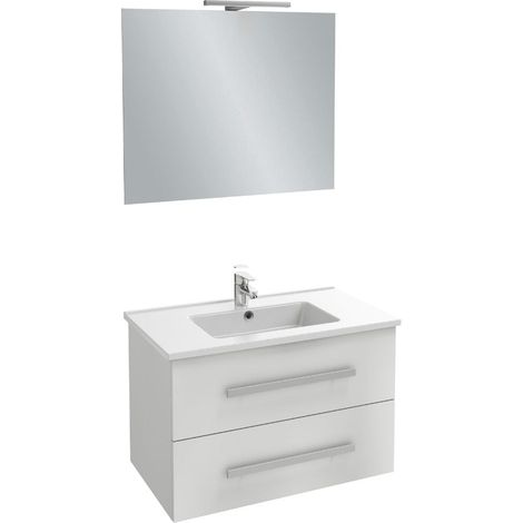 Meuble vasque 80 cm JACOB DELAFON Ola Up blanc brillant avec miroir et spot (1/3)