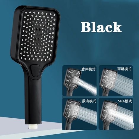 (Douchette noire) Ensemble de douche à jet large de 30 cm (12 pouces) avec pommeau de douche de plafond à haut débit et 4 modes haute pression. (1/5)