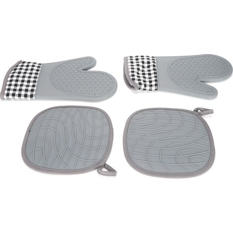 Gants de cuisine en silicone et coton, lot de mitaines isolantes pour four, protection thermique pour pâtisserie et barbecue