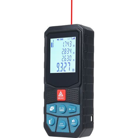 Mesureur de distance et d'angle, instrument de mesure de surface, de distance et de volume, calcul pythagoricien, écran LCD rétroéclairé, unités de mesure : m/ft/in, précision : ±1,5 mm (1/5)