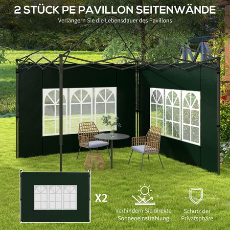 Lot de 2 parois latérales pour abris de jardin 3x3 et 3x6, déperlantes, équipées de fenêtres, couleur vert foncé (1/4)