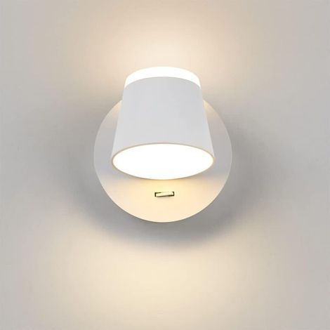 Applique murale LED Lumières mural chambre à coucher Lampe murale LED Escalier intérieur applique murale tête de lit commutateur/LED 8W /garages couloir hôtels Rotation à 360 degrés blanc 300 (1/5)