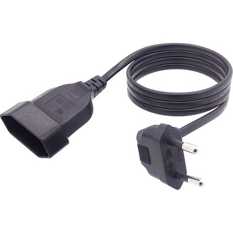0.3m Câble d'extension de Courant européen à Angle Droit 90 degrés,Rallonge Câble Euro Électrique Fiche Prise vers Type-C Jack 2 noyaux, 24 brins 0,75 mm² pour PC, Ordinateur, Moniteur, TV (1/5)