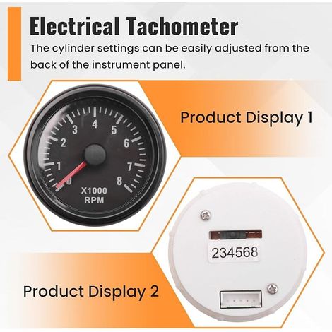 52MM Tachymètre Électrique 0-8000 RPM 2" Compteur de Tours/Minute pour Moteur à Essence 2 3 4 5 6 8 Cylindres Voiture Bateau Yacht