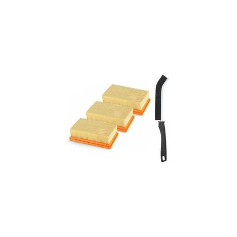 3 Pack remplacement plat plissés Filtre Karcher MV4 MV5 MV6 WD4 WD5 WD6, WD4P WD5P WD6P Aspirateur Wet-Dry - remplace 2,863-005,0 Une brosse supplémentaire sera offerte en cadeau (1/5)