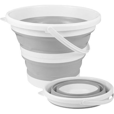 Secchio pieghevole in silicone, portatile per campeggio, viaggi, lavaggio auto e uso domestico (grigio) (3 l) (1/5)