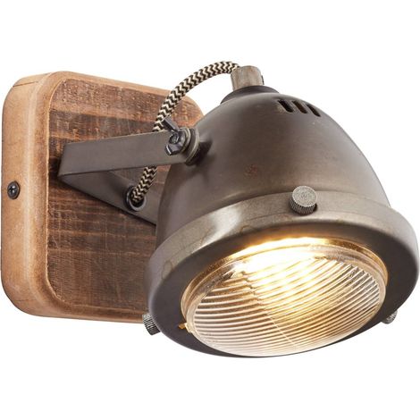 BRILLIANT Lampe Carmen Wood Wandspot burned steel/holz 1x PAR51, GU10, 5W, geeignet für Reflektorlampen (nicht enthalten) Kopf schwenkbar (1/5)