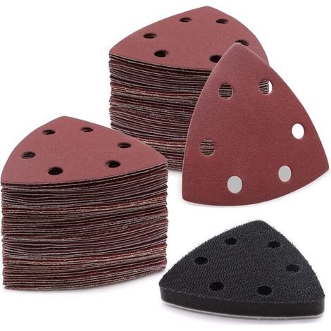 120 Pièces Delta-Triangles de Ponçage Papier Abrasifs pour Ponceuse Delta - 93 x 93 x 93 mm Triangles Abrasifs Autoagrippants (Grain 40/80/120/180/240/320, 6 Trous)
