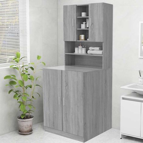 Waschmaschinenschrank Grau Sonoma 70,5x25,5x90 cm (1/5)