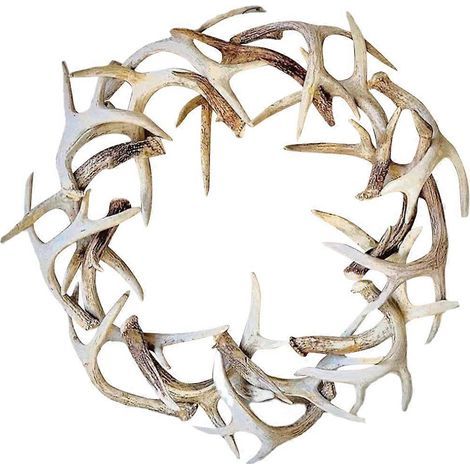 Couronne de Noël décorative pour porte d'entrée, en résine, avec bois de cerf, cadeau d'invité-20X20CM (1/4)