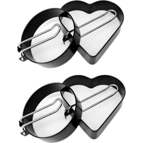 Antihaftbeschichtete Eier-Bratringe aus Metall, Spiegelei-Form mit Griff, runde Pfannkuchenformen, Bratpfannen-Ki (1/5)