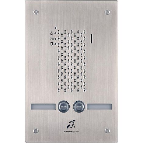 Platine audio encastrée inox 2 BP IP/SIP avec synthèse vocale pictos et boucle magnétique IXSSA2L - AIPHONE 200946 (1/2)